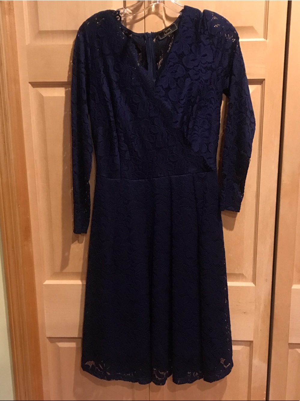 New Missmay Women's Long Sleeve Navy Lace A-Line Dress